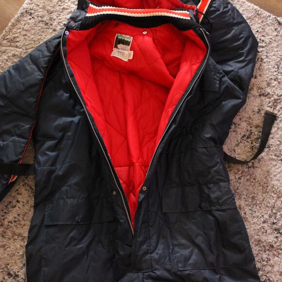 Western Field Snowsuit Mens XL Navy Red Insulated Hood Belt Zip Legs Snowmobile - Picture 13 of 14